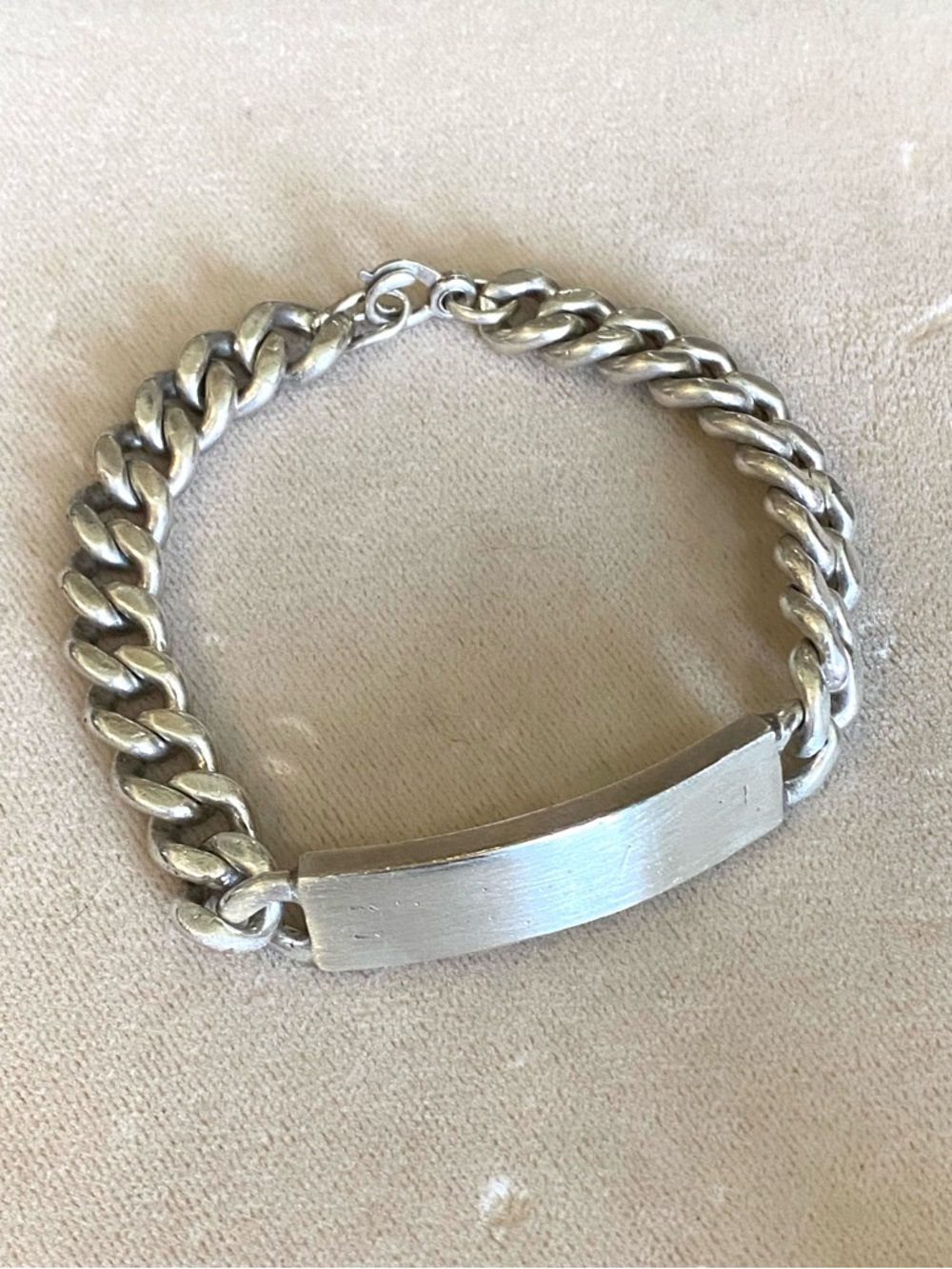 Vintage Sterling Silver ID Curb Chain Bracelet 925
